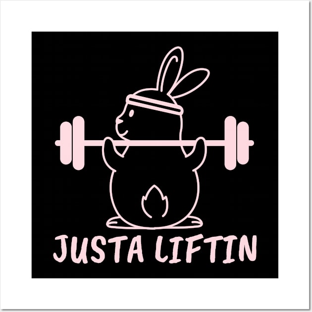 Justa Liftin Bunny Rabbit Wall Art by crazytshirtstore